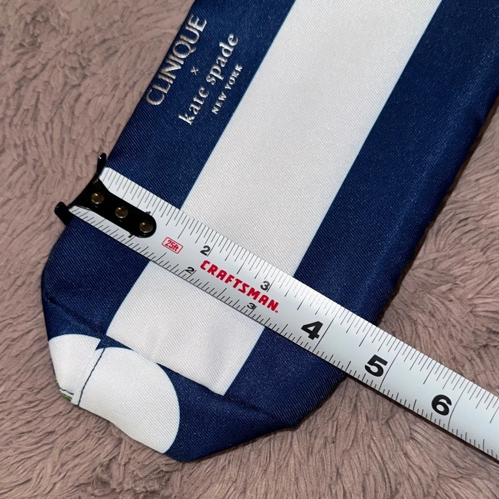 Kate Spade Clinique collab Cosmetic Bag Navy Green White Makeup Toiletries Pouch - Picture 9 of 9